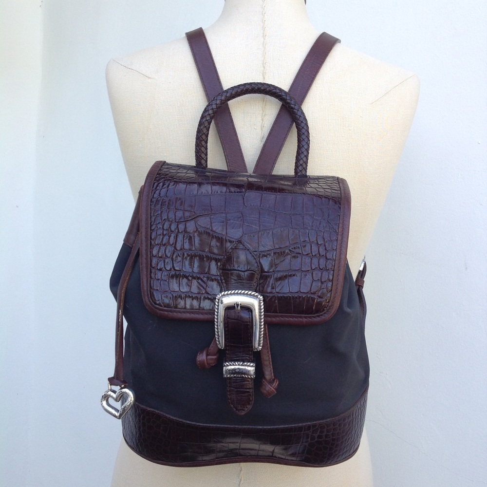 Vintage Brighton Sham Leather and Nylon Backpack